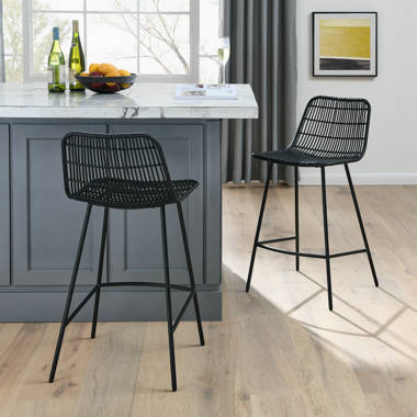 Black and white discount rattan counter stool